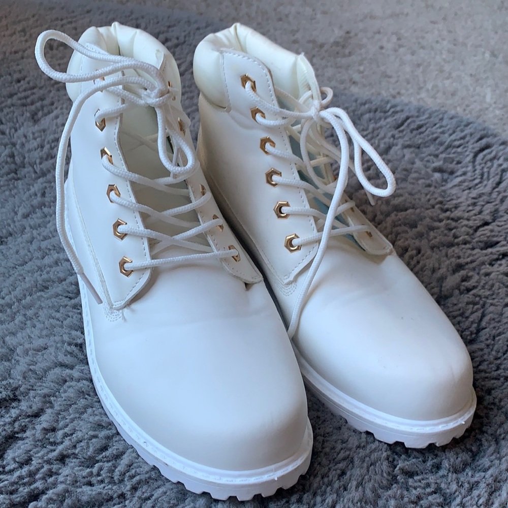 White combat boots
